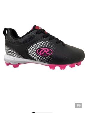 Rawlings Girls Baseball Sanction Low Sneakers in Black and Pink